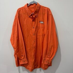 Vtg Denver Broncos Orange Button Down Size XXL Antigua NFL‎